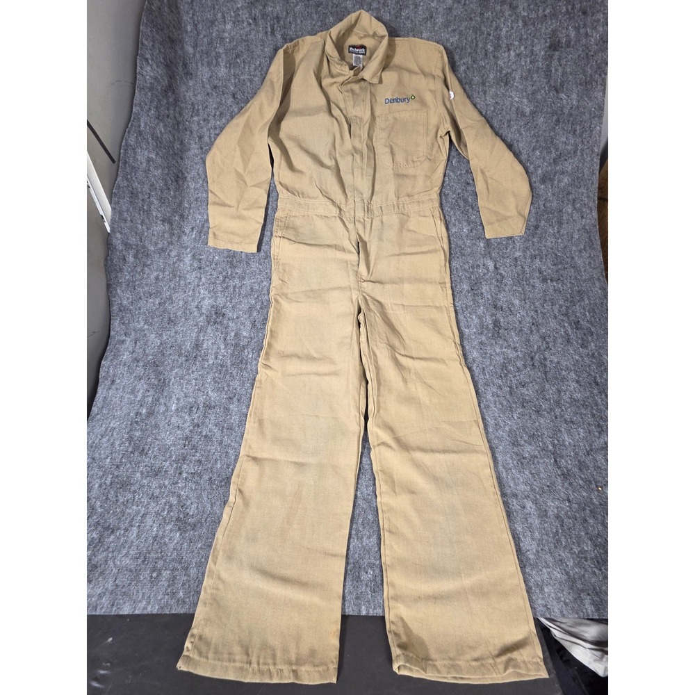 Mens Coveralls 40 RG Khaki Tan Flame Resistant Nomex Arc Rating Bulwark FR - Picture 9 of 11